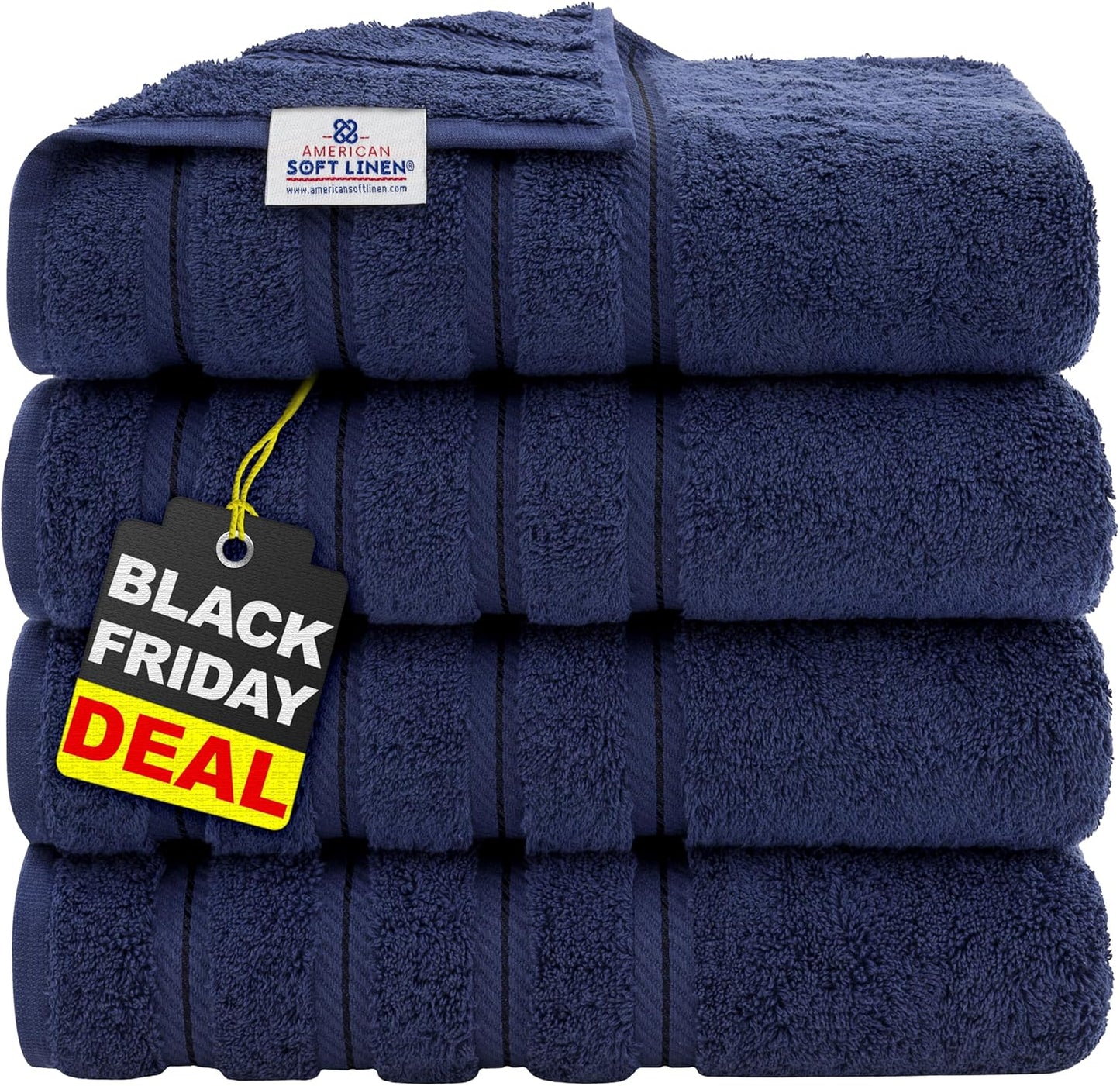 American Soft Linen Luxury 6 Piece Towel Set, 2 Bath Towels 2 Hand Towel 2 Washcloths, 600 GSM 100% Cotton Turkish Towels for Bathroom, Light Grey Towel Sets