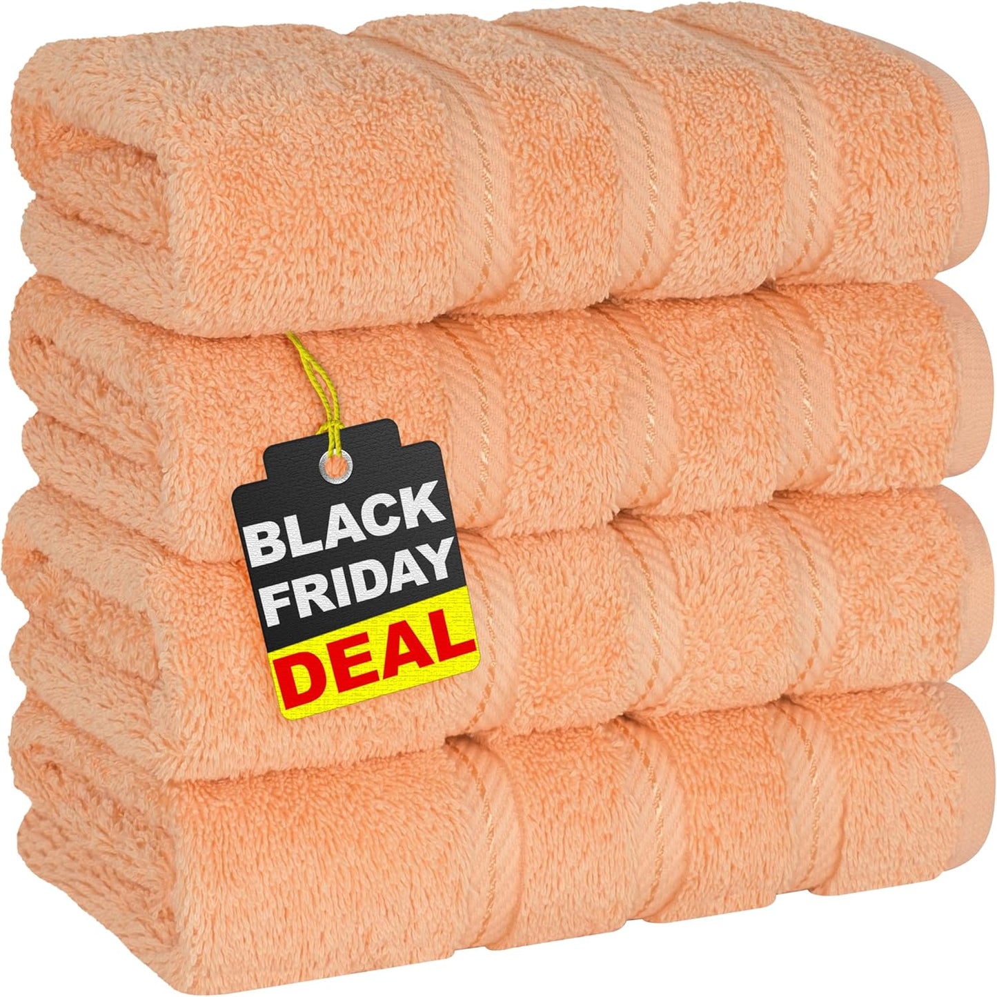 American Soft Linen Luxury 6 Piece Towel Set, 2 Bath Towels 2 Hand Towel 2 Washcloths, 600 GSM 100% Cotton Turkish Towels for Bathroom, Light Grey Towel Sets