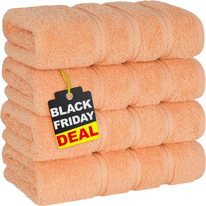 American Soft Linen Luxury 6 Piece Towel Set, 2 Bath Towels 2 Hand Towel 2 Washcloths, 600 GSM 100% Cotton Turkish Towels for Bathroom, Light Grey Towel Sets