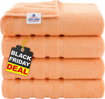 American Soft Linen Luxury 6 Piece Towel Set, 2 Bath Towels 2 Hand Towel 2 Washcloths, 600 GSM 100% Cotton Turkish Towels for Bathroom, Light Grey Towel Sets