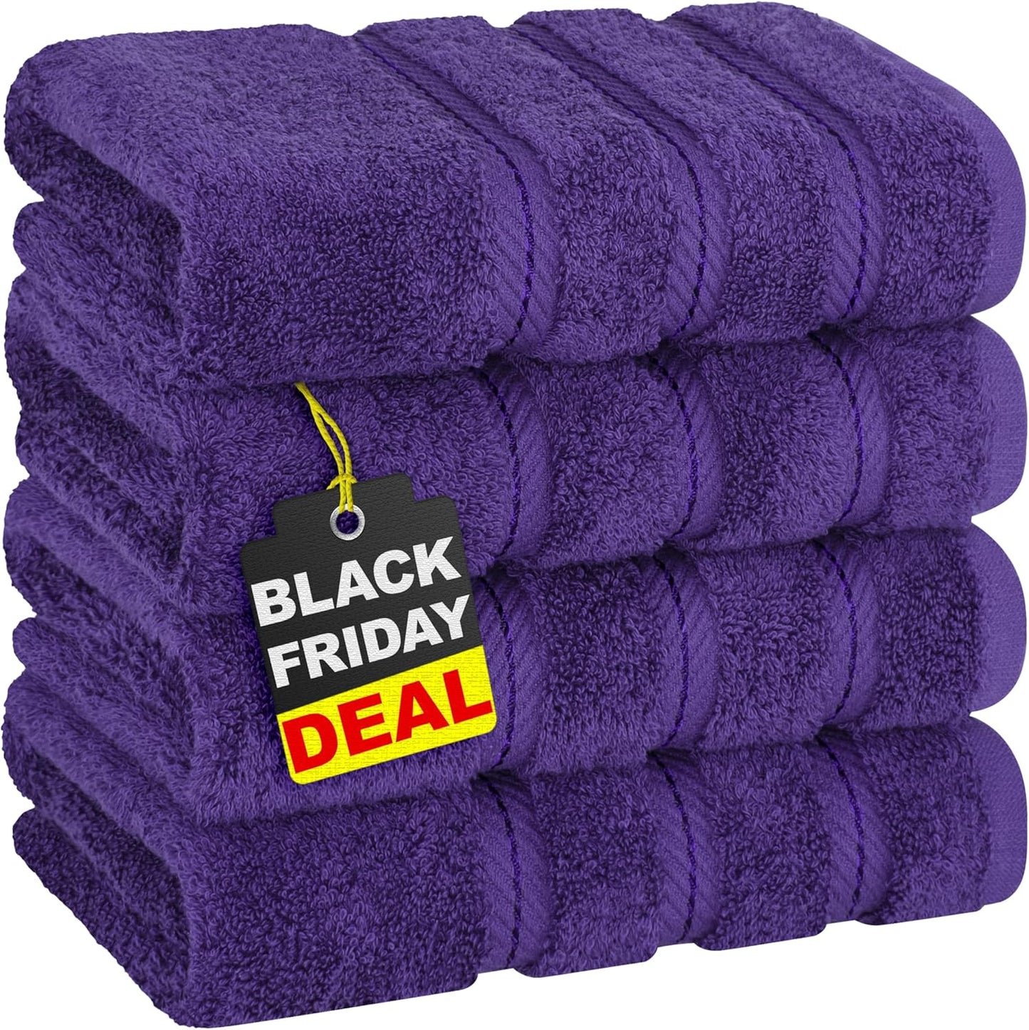 American Soft Linen Luxury 6 Piece Towel Set, 2 Bath Towels 2 Hand Towel 2 Washcloths, 600 GSM 100% Cotton Turkish Towels for Bathroom, Light Grey Towel Sets