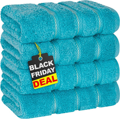 American Soft Linen Luxury 6 Piece Towel Set, 2 Bath Towels 2 Hand Towel 2 Washcloths, 600 GSM 100% Cotton Turkish Towels for Bathroom, Light Grey Towel Sets