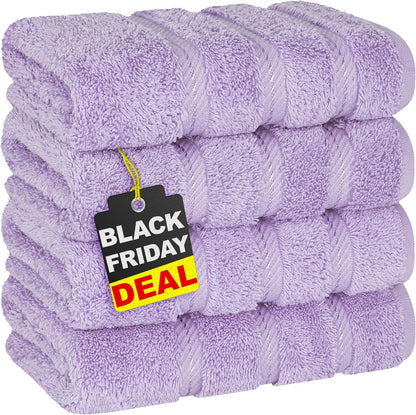 American Soft Linen Luxury 6 Piece Towel Set, 2 Bath Towels 2 Hand Towel 2 Washcloths, 600 GSM 100% Cotton Turkish Towels for Bathroom, Light Grey Towel Sets