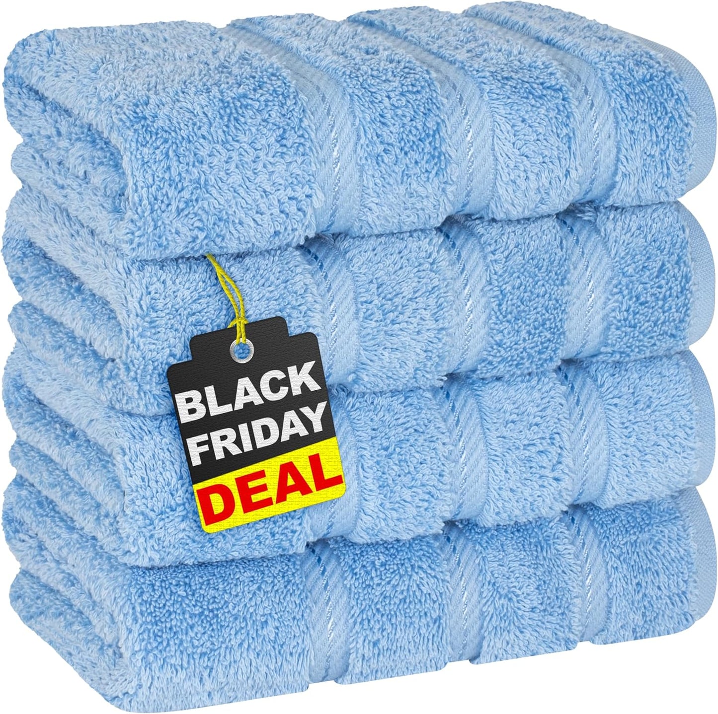 American Soft Linen Luxury 6 Piece Towel Set, 2 Bath Towels 2 Hand Towel 2 Washcloths, 600 GSM 100% Cotton Turkish Towels for Bathroom, Light Grey Towel Sets