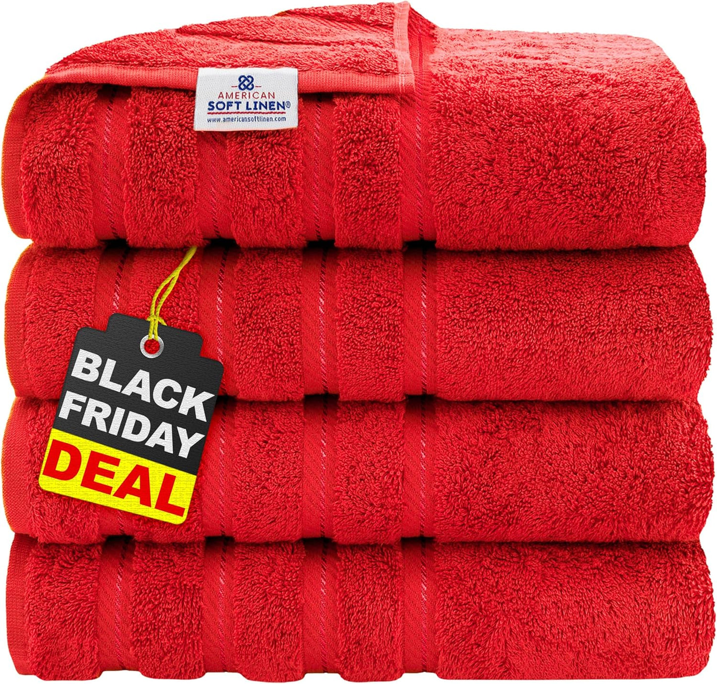 American Soft Linen Luxury 6 Piece Towel Set, 2 Bath Towels 2 Hand Towel 2 Washcloths, 600 GSM 100% Cotton Turkish Towels for Bathroom, Light Grey Towel Sets