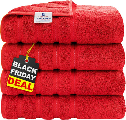 American Soft Linen Luxury 6 Piece Towel Set, 2 Bath Towels 2 Hand Towel 2 Washcloths, 600 GSM 100% Cotton Turkish Towels for Bathroom, Light Grey Towel Sets