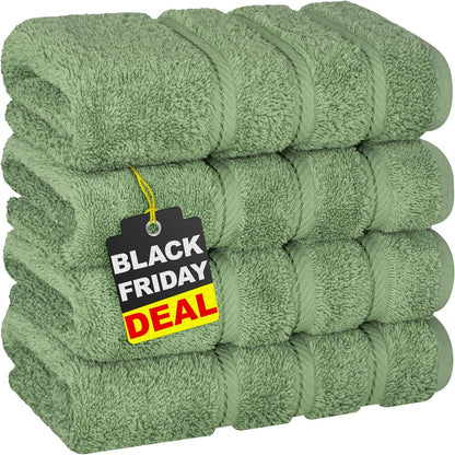 American Soft Linen Luxury 6 Piece Towel Set, 2 Bath Towels 2 Hand Towel 2 Washcloths, 600 GSM 100% Cotton Turkish Towels for Bathroom, Light Grey Towel Sets