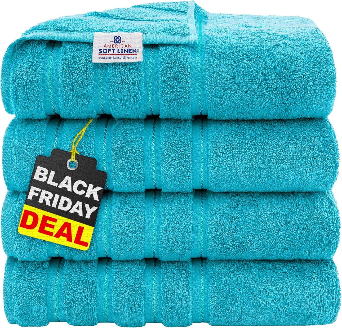 American Soft Linen Luxury 6 Piece Towel Set, 2 Bath Towels 2 Hand Towel 2 Washcloths, 600 GSM 100% Cotton Turkish Towels for Bathroom, Light Grey Towel Sets