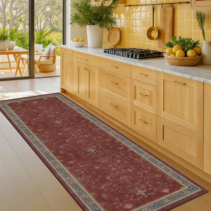 Green Area Rugs 9x12 Living Room - Washable Oriental Geometric, Extra Large for Bedroom Non Slip Soft Faux Wool Carpet for Dining Room Playroom, Lounge - Blue and Green Floral Rug