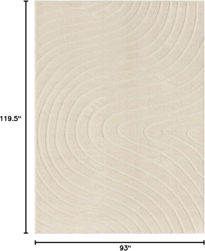 LUXE WEAVERS Modern Geometric Wave Cream 8x10 Area Rug