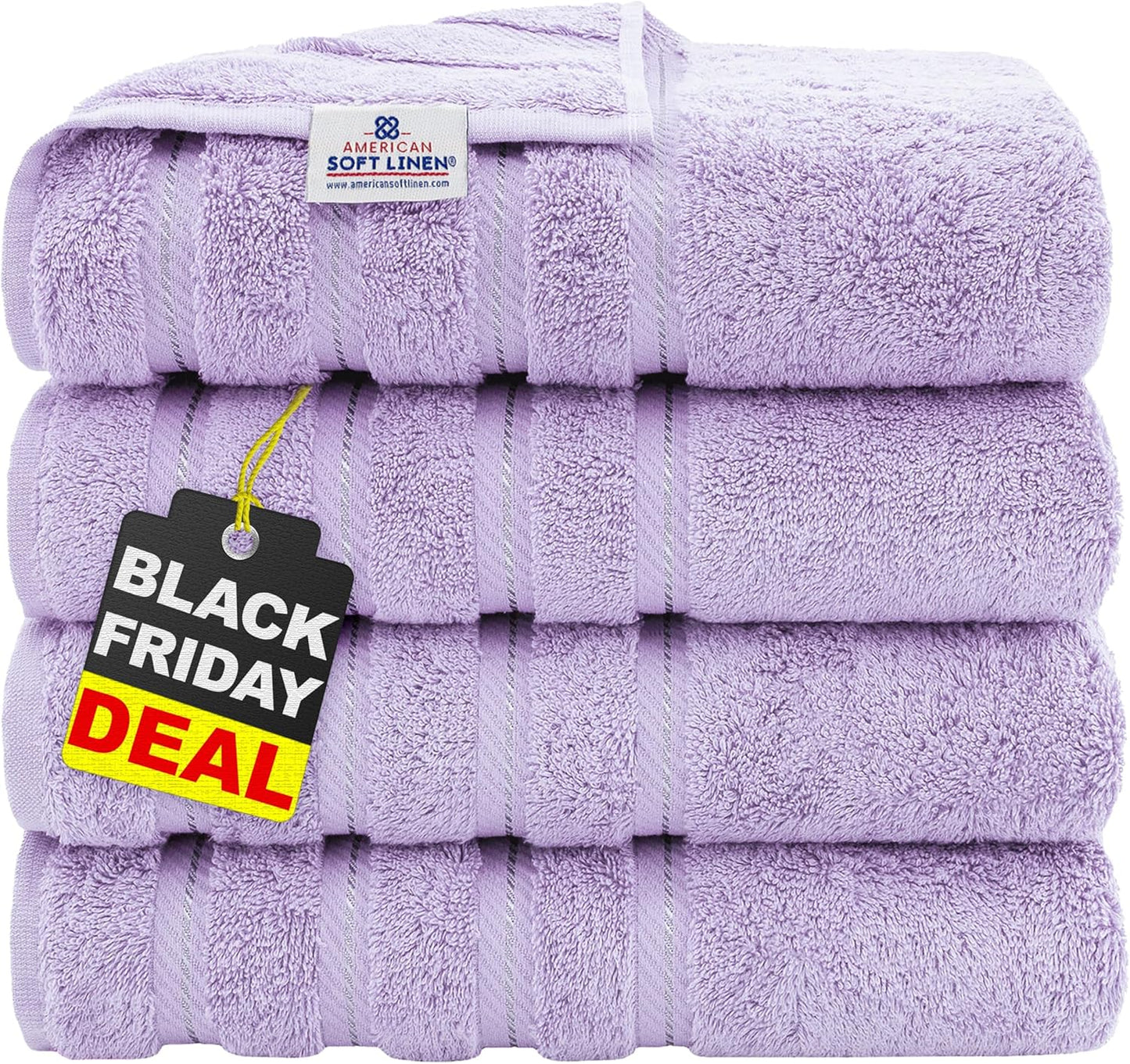 American Soft Linen Luxury 6 Piece Towel Set, 2 Bath Towels 2 Hand Towel 2 Washcloths, 600 GSM 100% Cotton Turkish Towels for Bathroom, Light Grey Towel Sets