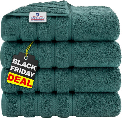 American Soft Linen Luxury 6 Piece Towel Set, 2 Bath Towels 2 Hand Towel 2 Washcloths, 600 GSM 100% Cotton Turkish Towels for Bathroom, Light Grey Towel Sets