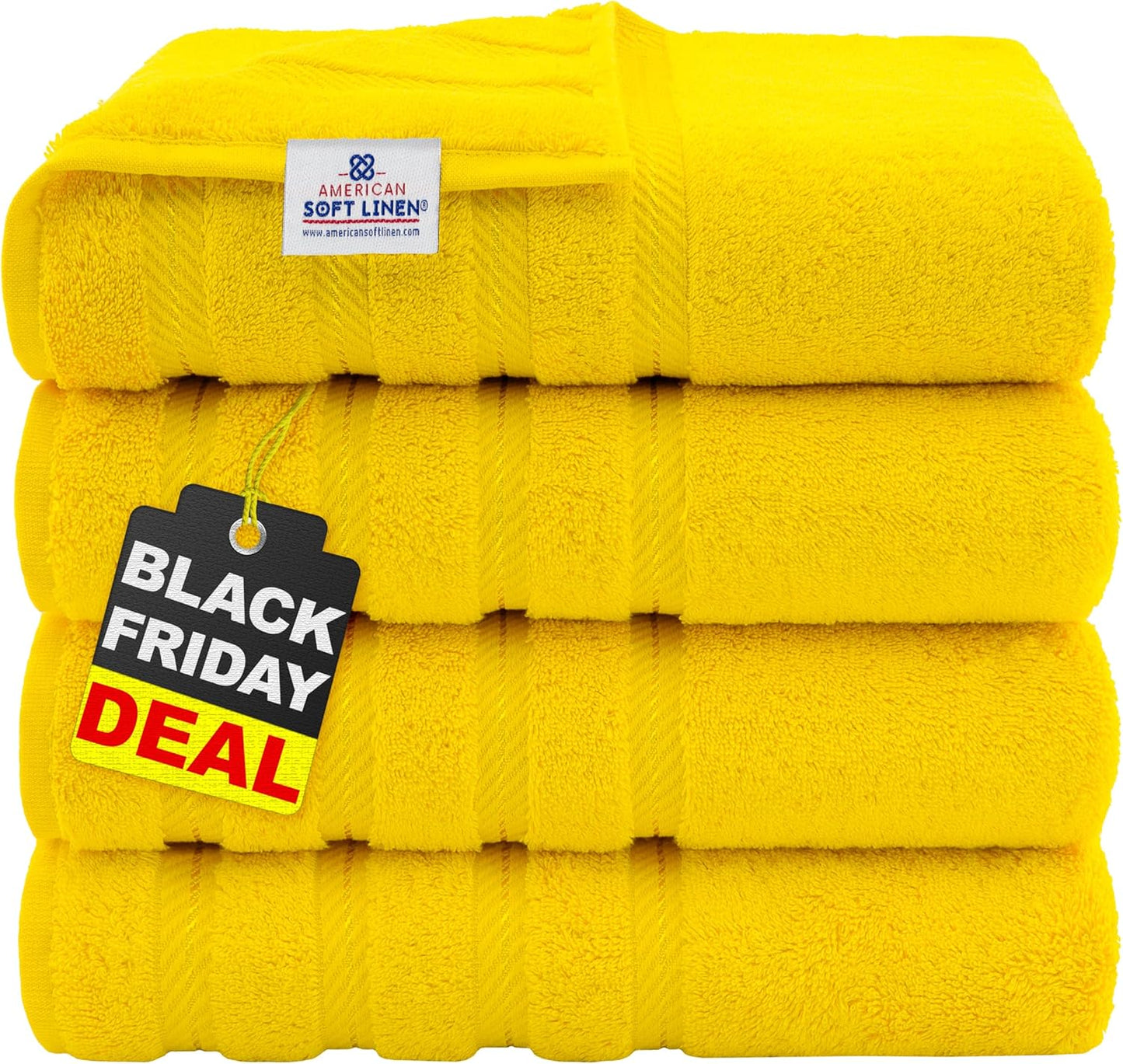 American Soft Linen Luxury 6 Piece Towel Set, 2 Bath Towels 2 Hand Towel 2 Washcloths, 600 GSM 100% Cotton Turkish Towels for Bathroom, Light Grey Towel Sets