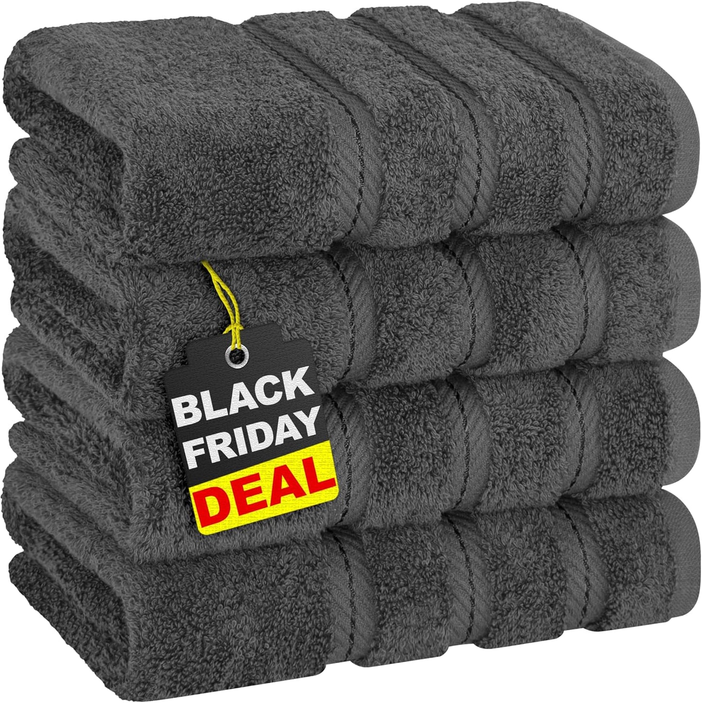 American Soft Linen Luxury 6 Piece Towel Set, 2 Bath Towels 2 Hand Towel 2 Washcloths, 600 GSM 100% Cotton Turkish Towels for Bathroom, Light Grey Towel Sets