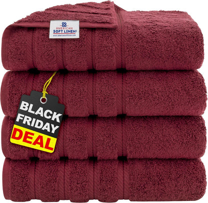 American Soft Linen Luxury 6 Piece Towel Set, 2 Bath Towels 2 Hand Towel 2 Washcloths, 600 GSM 100% Cotton Turkish Towels for Bathroom, Light Grey Towel Sets