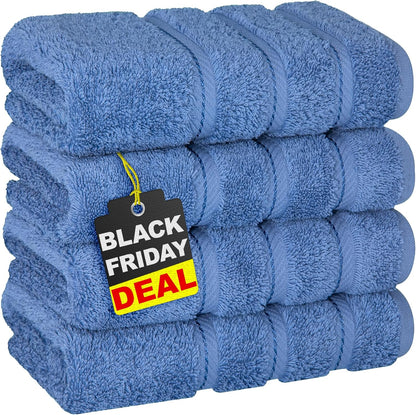 American Soft Linen Luxury 6 Piece Towel Set, 2 Bath Towels 2 Hand Towel 2 Washcloths, 600 GSM 100% Cotton Turkish Towels for Bathroom, Light Grey Towel Sets