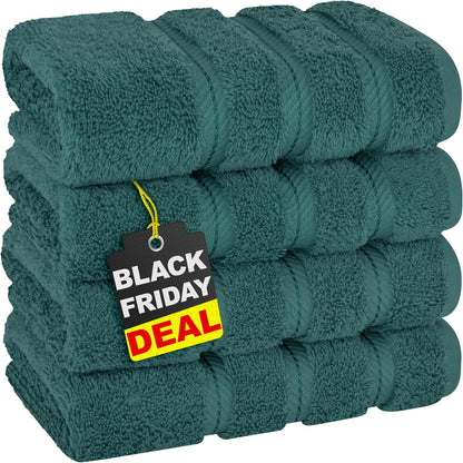 American Soft Linen Luxury 6 Piece Towel Set, 2 Bath Towels 2 Hand Towel 2 Washcloths, 600 GSM 100% Cotton Turkish Towels for Bathroom, Light Grey Towel Sets