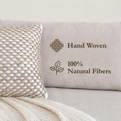 Boho Living 18x18 White Throw Pillow Covers Pillow Insert not Included - Boho Pillow Covers Only, Pack of 2