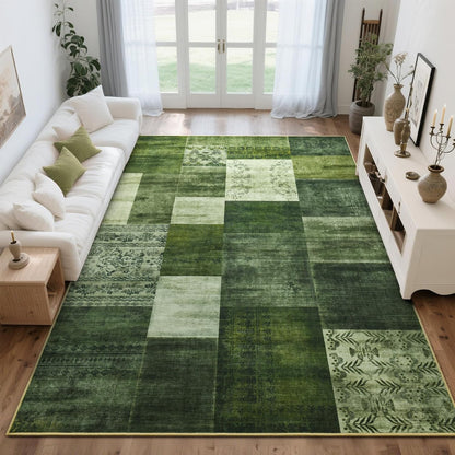 Tepook Modern Area Rug for Living Room, 5x7 Geometric Large Rugs for Bedroom, Washable Patchwork Rug Indoor Non-Slip Throw Carpets for Dining Room Office Farmhouse Home Decor, Brown