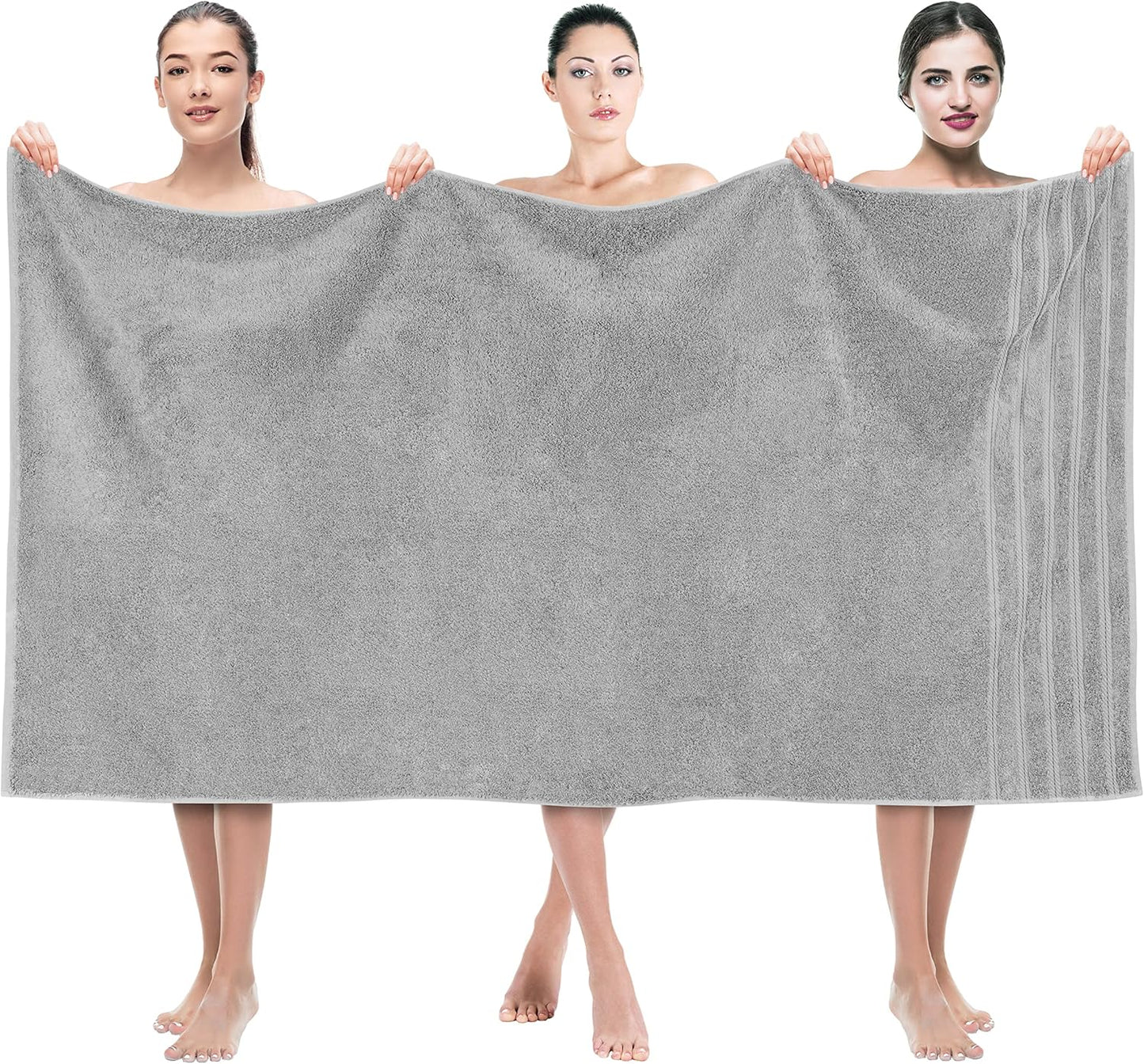 American Soft Linen Luxury 6 Piece Towel Set, 2 Bath Towels 2 Hand Towel 2 Washcloths, 600 GSM 100% Cotton Turkish Towels for Bathroom, Light Grey Towel Sets