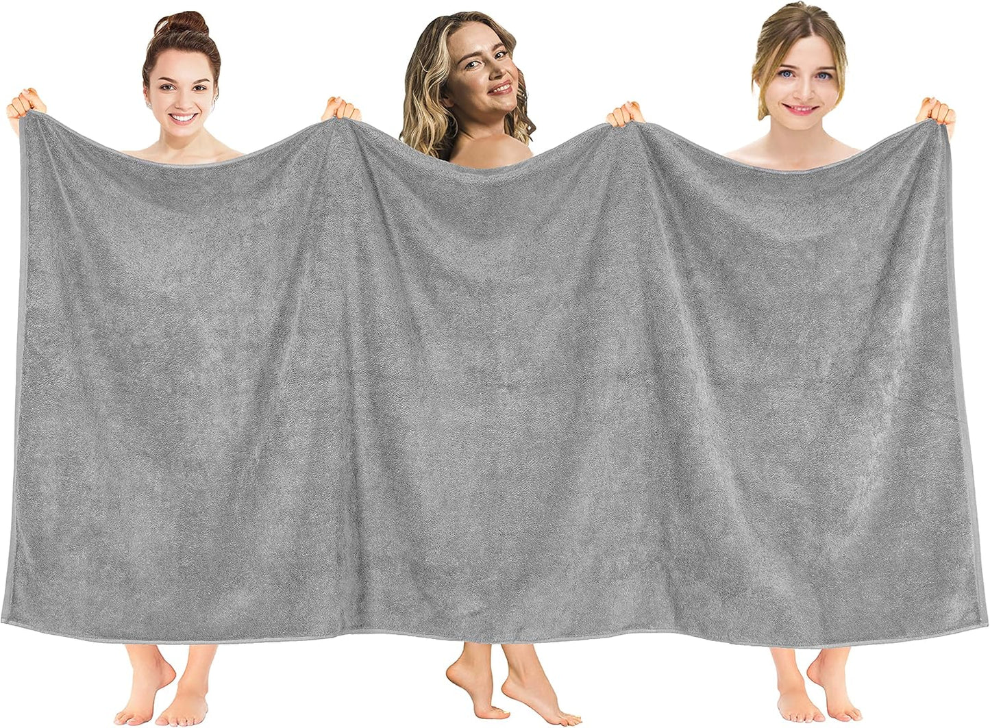 American Soft Linen Luxury 6 Piece Towel Set, 2 Bath Towels 2 Hand Towel 2 Washcloths, 600 GSM 100% Cotton Turkish Towels for Bathroom, Light Grey Towel Sets