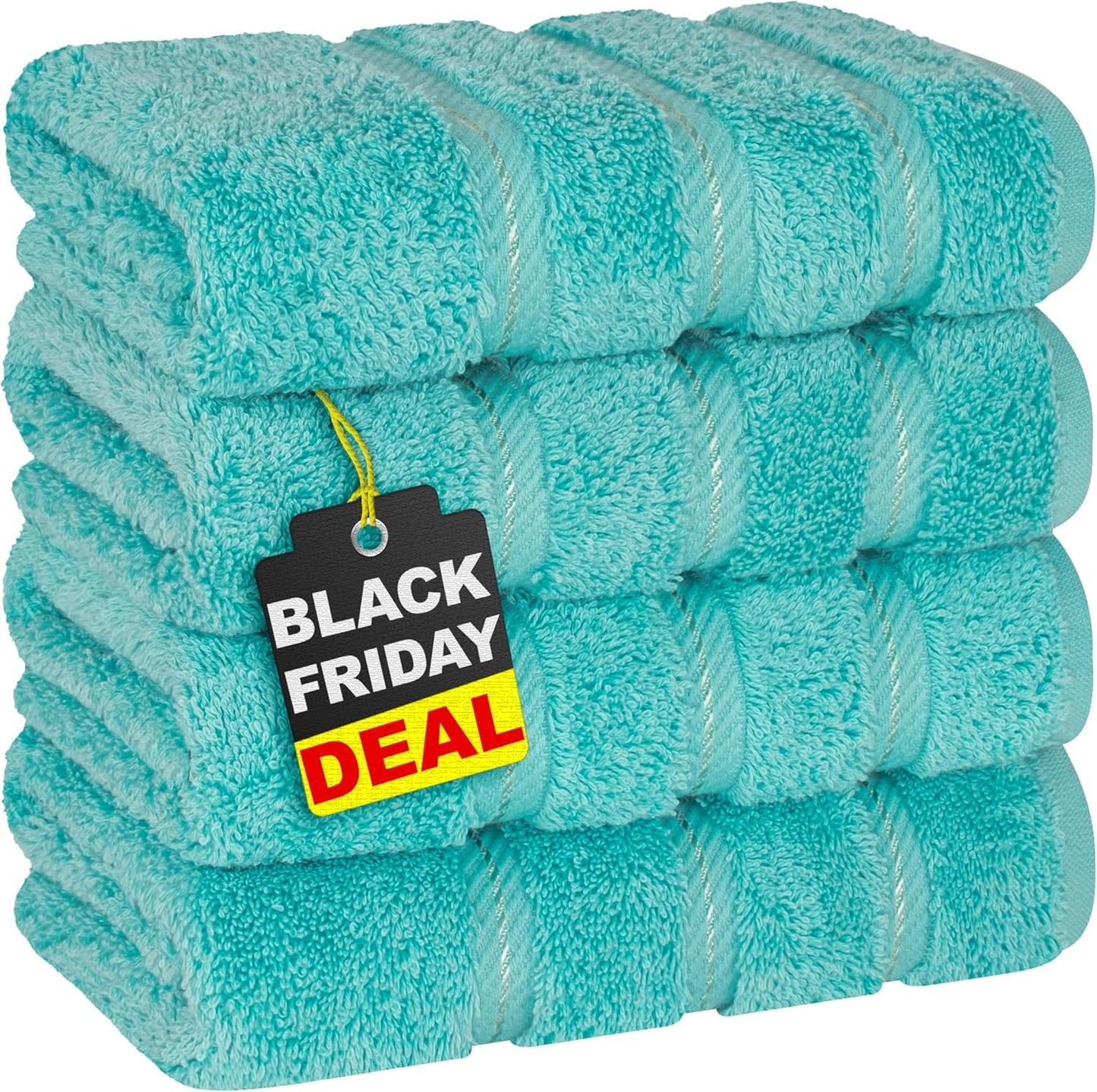 American Soft Linen Luxury 6 Piece Towel Set, 2 Bath Towels 2 Hand Towel 2 Washcloths, 600 GSM 100% Cotton Turkish Towels for Bathroom, Light Grey Towel Sets