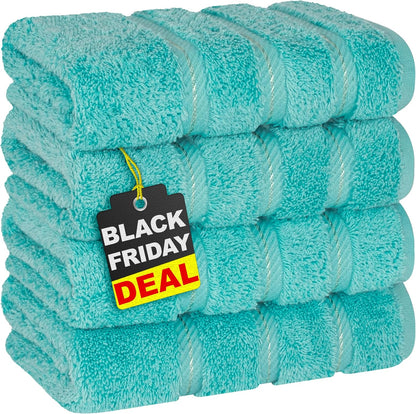 American Soft Linen Luxury 6 Piece Towel Set, 2 Bath Towels 2 Hand Towel 2 Washcloths, 600 GSM 100% Cotton Turkish Towels for Bathroom, Light Grey Towel Sets