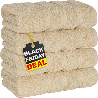 American Soft Linen Luxury 6 Piece Towel Set, 2 Bath Towels 2 Hand Towel 2 Washcloths, 600 GSM 100% Cotton Turkish Towels for Bathroom, Light Grey Towel Sets