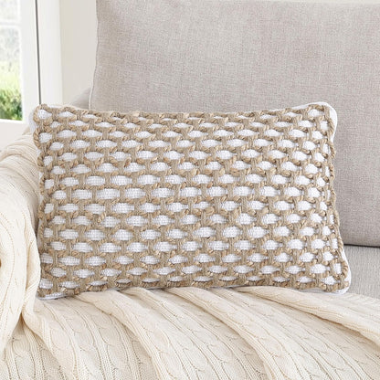 Boho Living 18x18 White Throw Pillow Covers Pillow Insert not Included - Boho Pillow Covers Only, Pack of 2