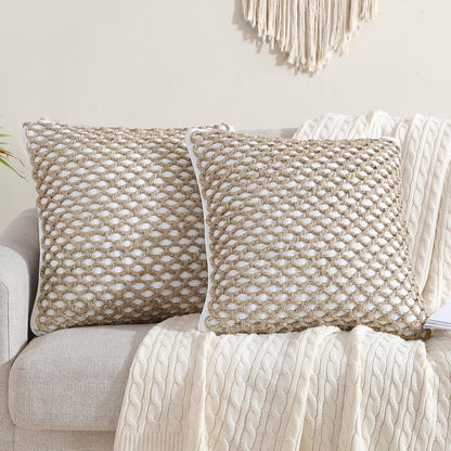 Boho Living 18x18 White Throw Pillow Covers Pillow Insert not Included - Boho Pillow Covers Only, Pack of 2