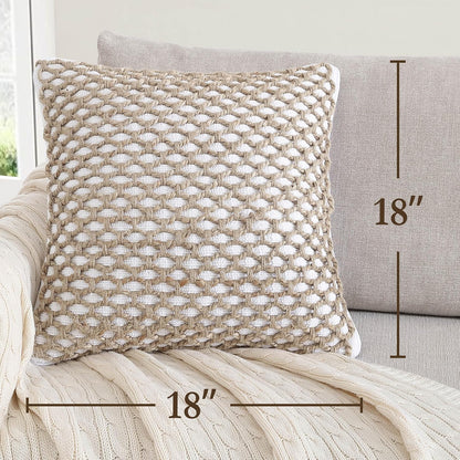 Boho Living 18x18 White Throw Pillow Covers Pillow Insert not Included - Boho Pillow Covers Only, Pack of 2